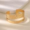 Delicate Stainless Steel Hollow Texture Bracelets for Women Anti Fading Wide Band Open Cuff Bangle Wedding Jewelry Accessories