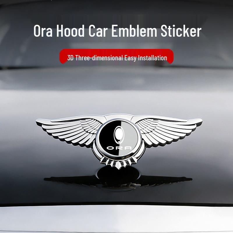 ORA Cat Series Car Emblem: Modified Engine Hood and Front Sticker for Good Cat, Lightning Cat, Black Cat, White Cat, GT, and Ballet Cat Models.