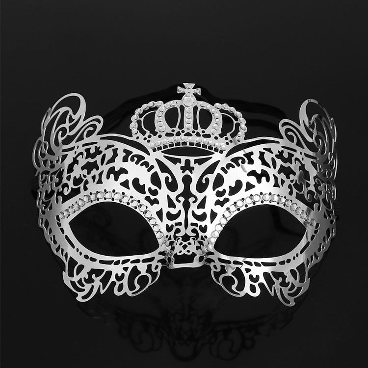 Crown Metallic Princess Half Face Eye Mask With Rhinestones For Party Halloween