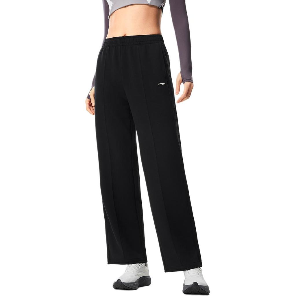 Li Ning Fitness Series Logo Embroidered Casual Straight Leg Sports Pants Women Bottoms AKLW214-1