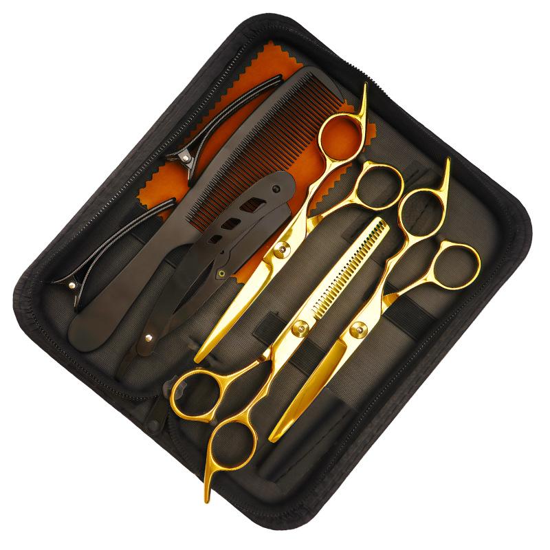 Stainless Steel Hairdressing Scissors Set: Includes Straight Edge and Thinning Scissors for Hair Cutting