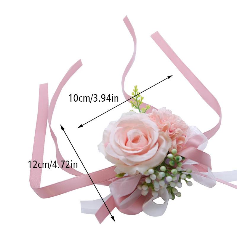 1PC Suit Corsage Pins Elegant Corsage Bracelet Wedding Non-Fading Silk Rose Bridesmaid Wrist Flower Groom Boutonnier