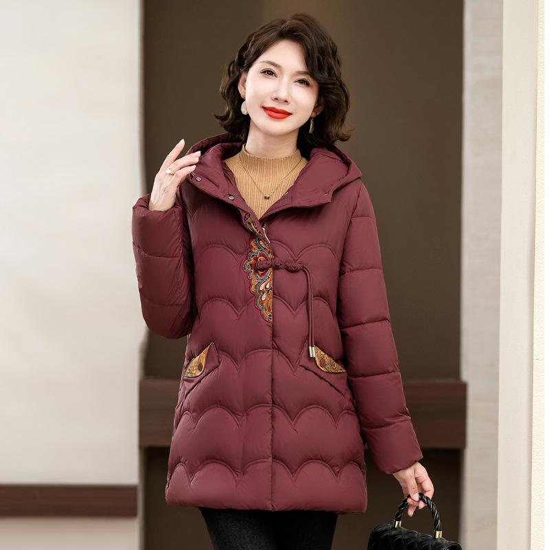 Medium mother cotton clothes winter new medium and large size cotton clothes hooded thickened jacket