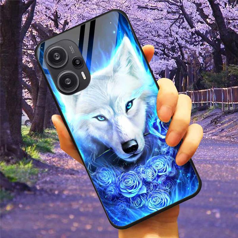 For Xiaomi Poco F5 5G / F5Pro Case Tempered Glass Lake Moon Hard Phone Cover for POCO F5 Pro Capas Funda on PocoF5 Luxury Coque