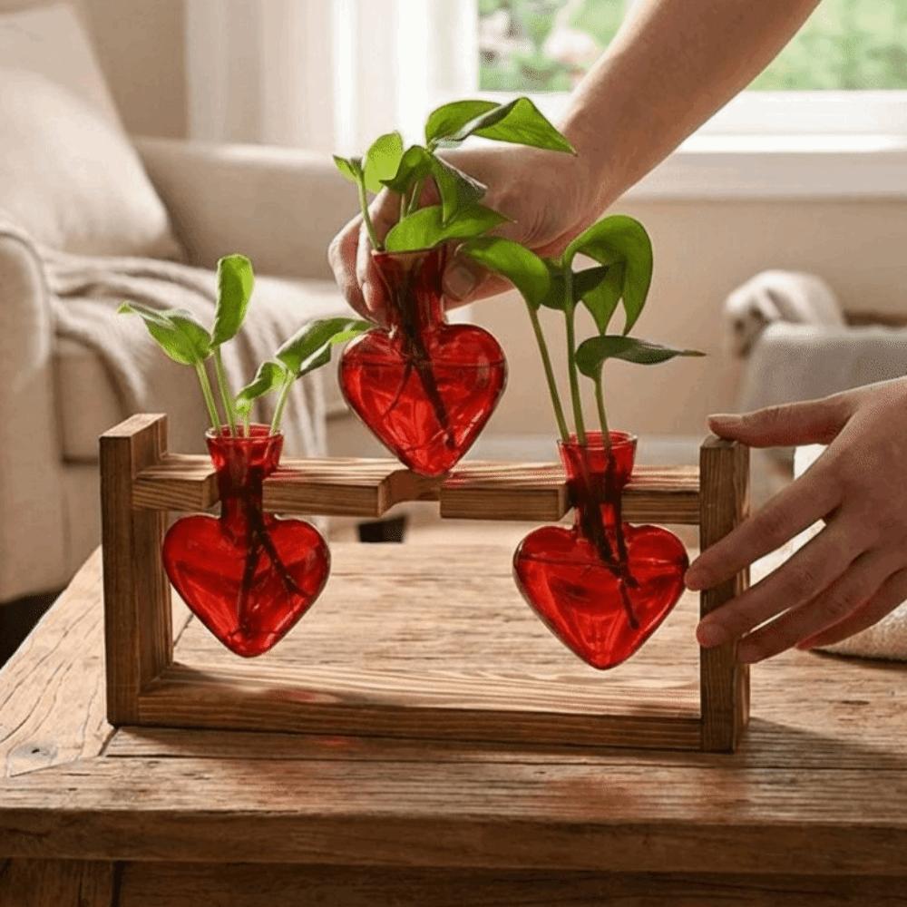 Transparente Hydroponik-Pflanzenvase 3/2 Flaschen Pflanzenvermehrungsstation Valentinstag