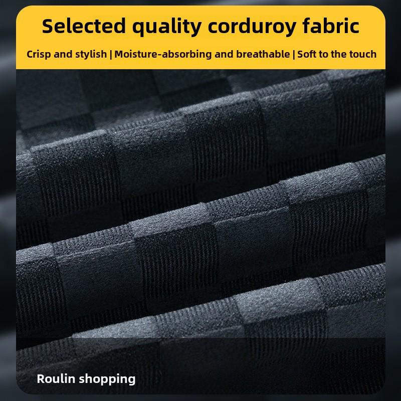 Men's Checkerboard Corduroy Wide-Leg Pants - Casual, Loose Straight Fit for Spring and Summer