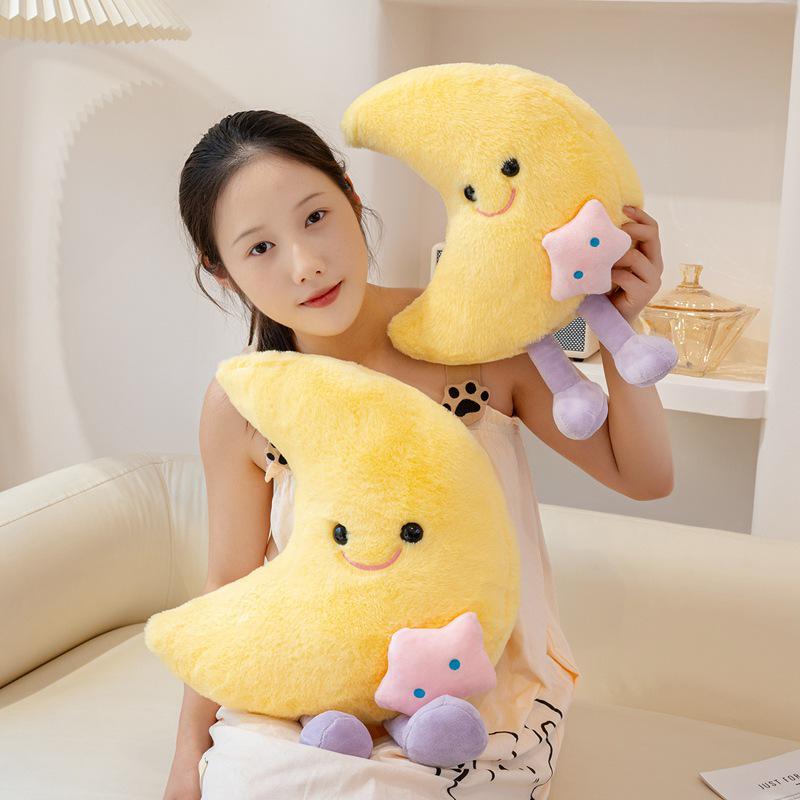 Nordic White Cloud Plush Throw Pillow – Cute Moon Cushion for Children's Bedside or Sofa Decor