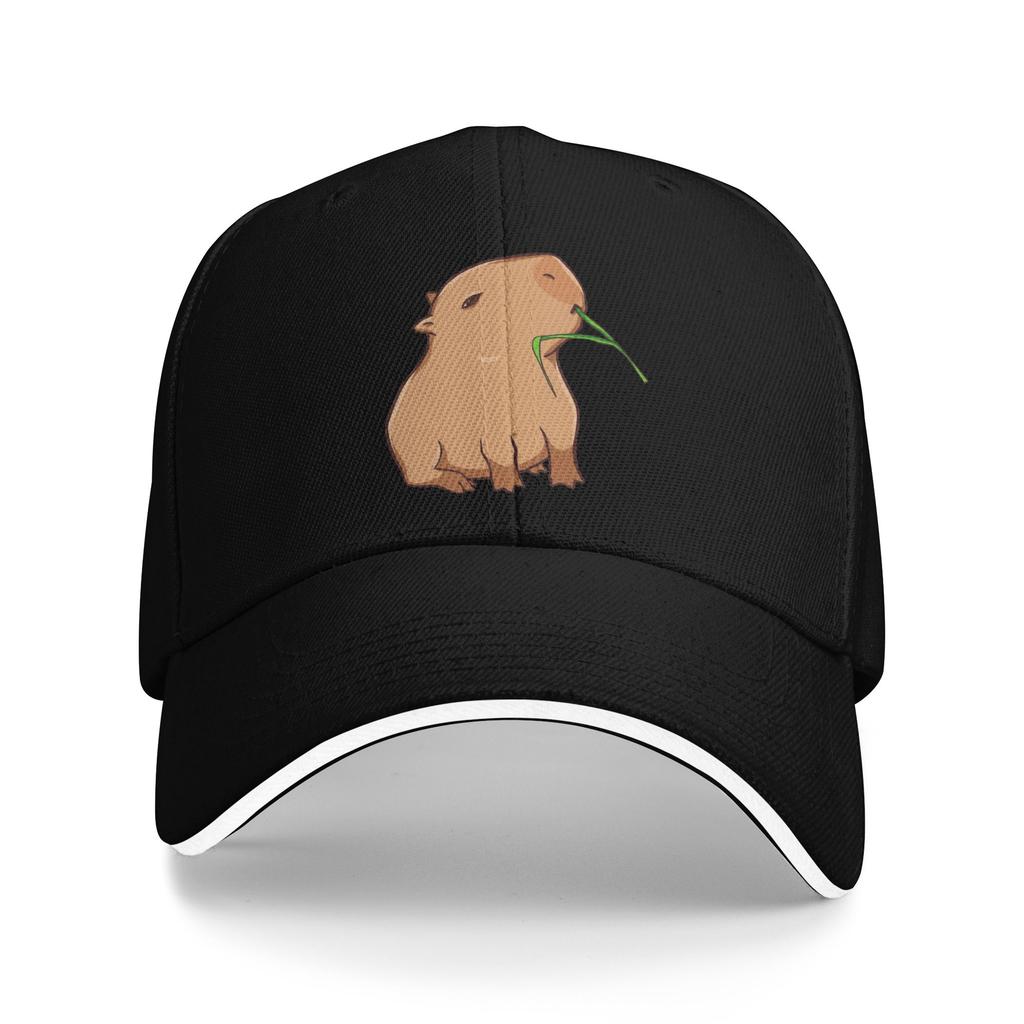 Summer Casual Baseball Cap Capybara With A Leaf, Eat Your Greens! Hiking Fishing Hats For Men Women Sun-Proof Baseball Caps