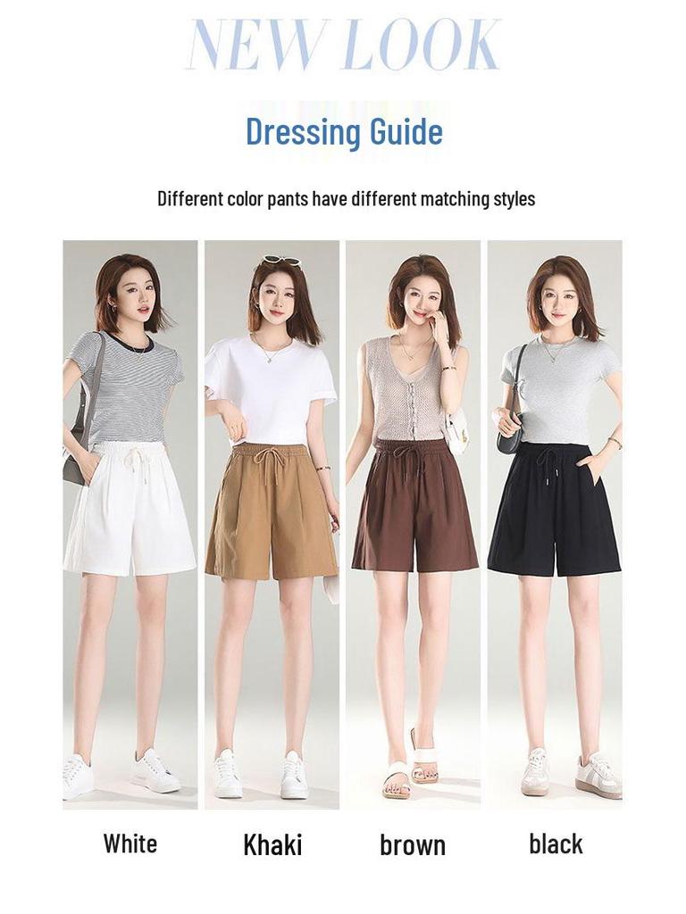 High-Waisted Cotton Sports Shorts - Loose, Wide-Leg, Summer Casual Plus Size