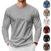 Mens Long Sleeve Henley Shirt Loose Fit Pocket Tee For Spring Autumn