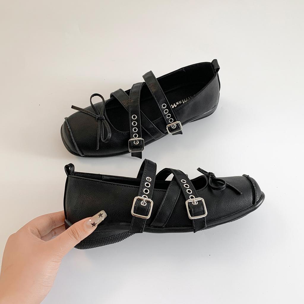 White punk ballet style shallow mouth platform single shoes women's summer 2025 new models with skirts versatile retro Mary Jane shoes