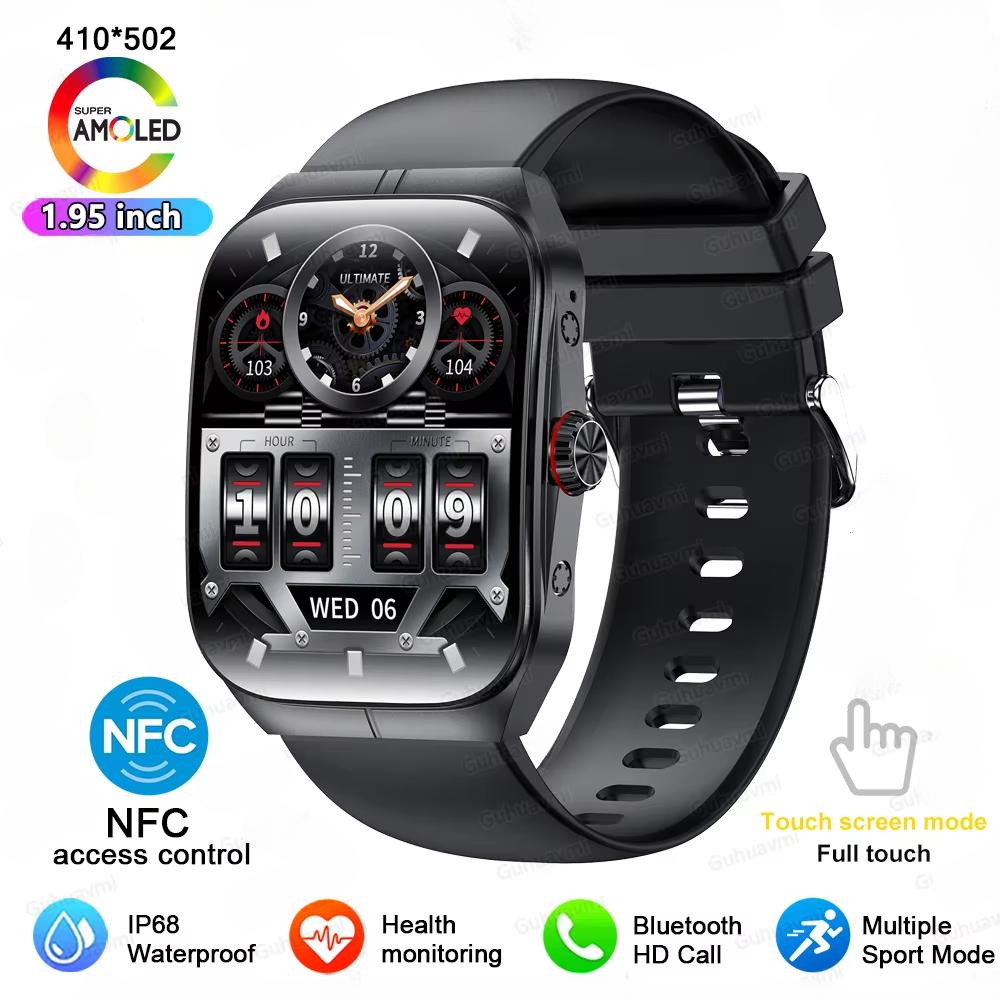 2025 Nové NFC Chytré hodinky AMOLED Displej Vždy zobrazují čas Bluetooth volání Série 9 Hodiny Vlastní ciferník Muži Sport Zdraví Ženy Chytré hodinky