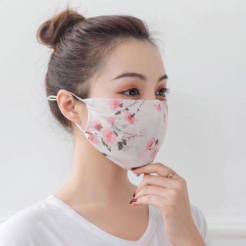 Máscara de Chiffon Respirável com Proteção UV Estilo Coreano - Lavável e Ajustável