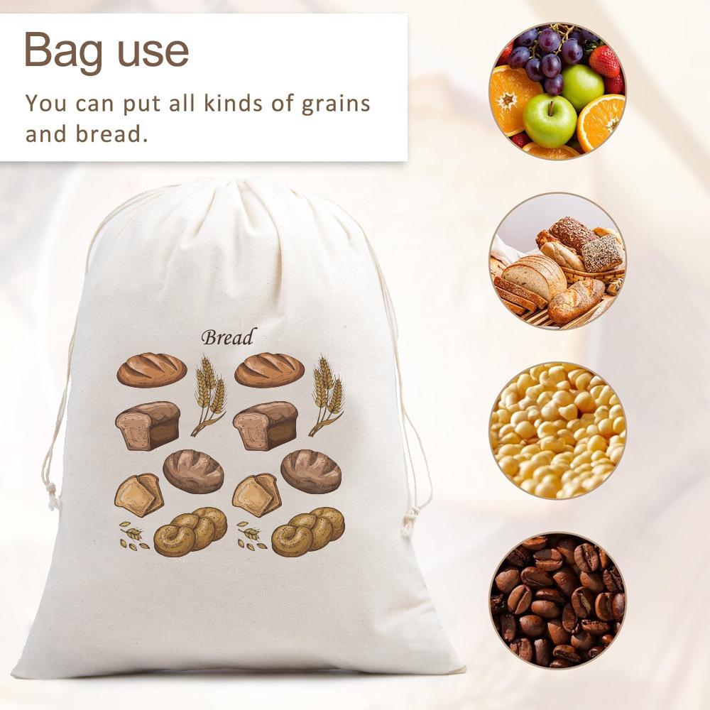4/6/10pcs Cotton Linen Bread Storage Bag with Drawstring Closure French Bread Packaging and Storage Sack