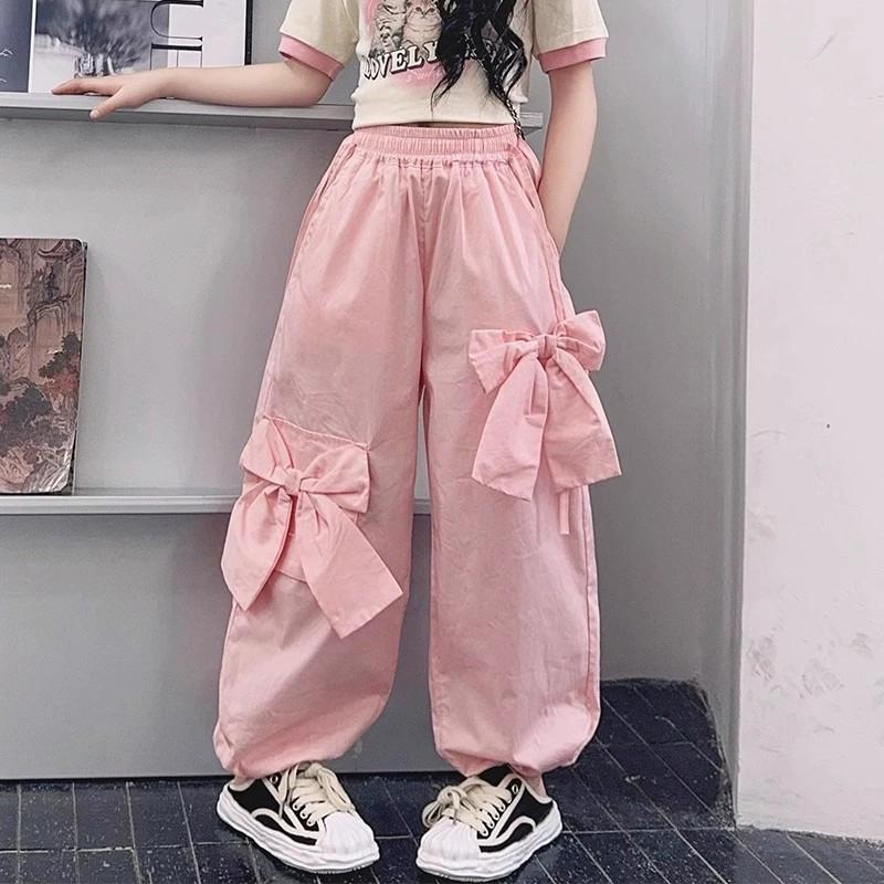 

Girls Pink Work Pants Summer Children s Trendy Cool Girls Jazz Street Dance Pants 120 розовый