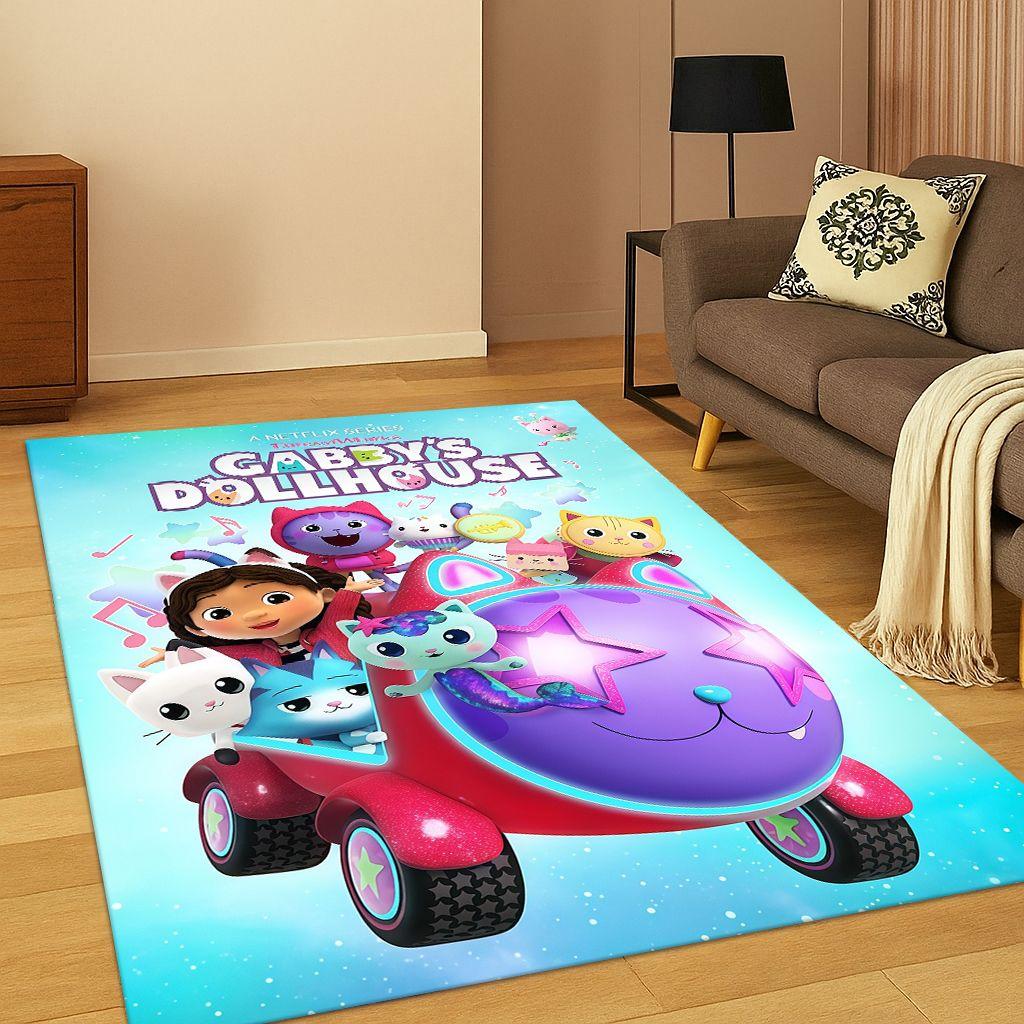 Cute Gabbys Dollhouse Cartoon Girl Carpet Rug for Bedroom Living Room Sofa Doormat Home Decor,Kid Game Area Rug Non-slip Gift