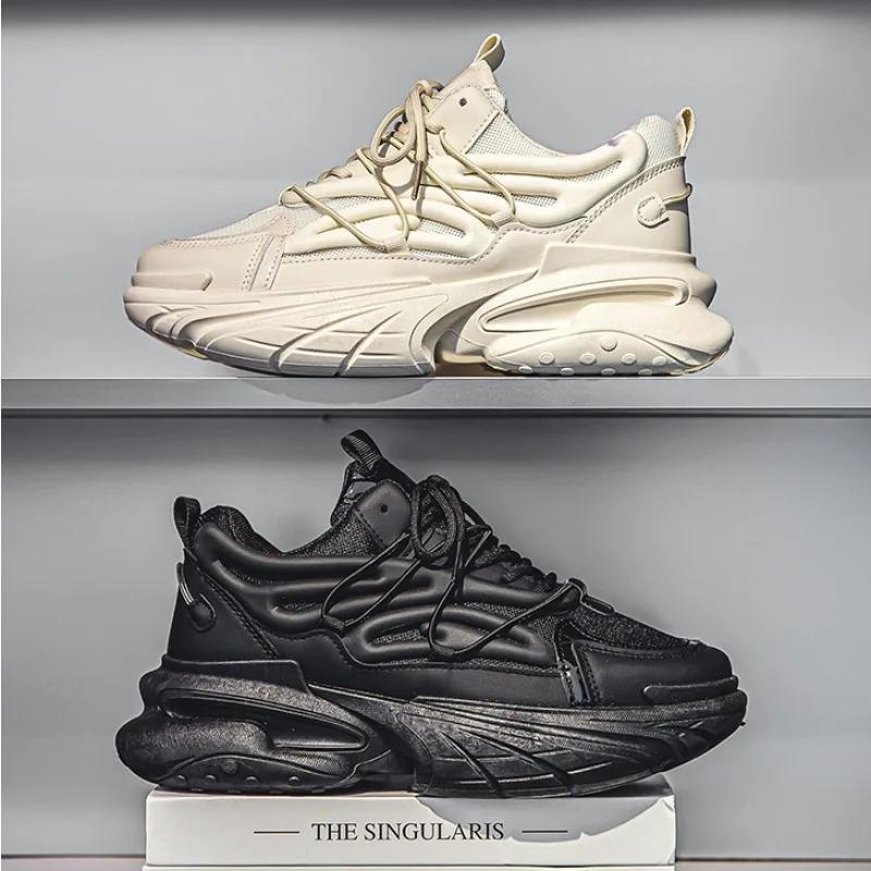 Mesh Sports Shoes for Men's Spring/autumn New Breathable Thick Soles with Increased Height Dad Shoes Mans Casual Shoes Sneakers