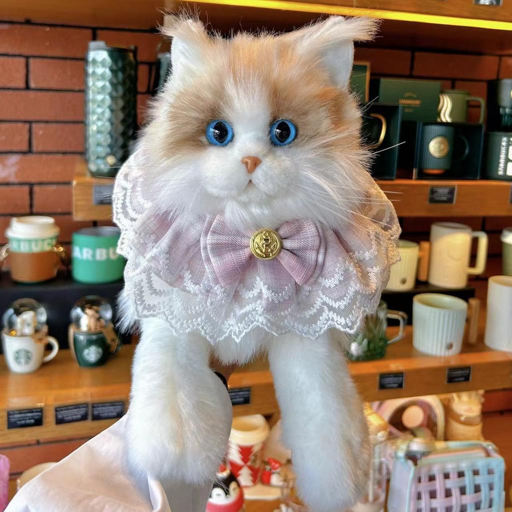 Crafted Beautifully Plush Cat Doll Soft Long Fur Kitty Toy For Kids And Collectors