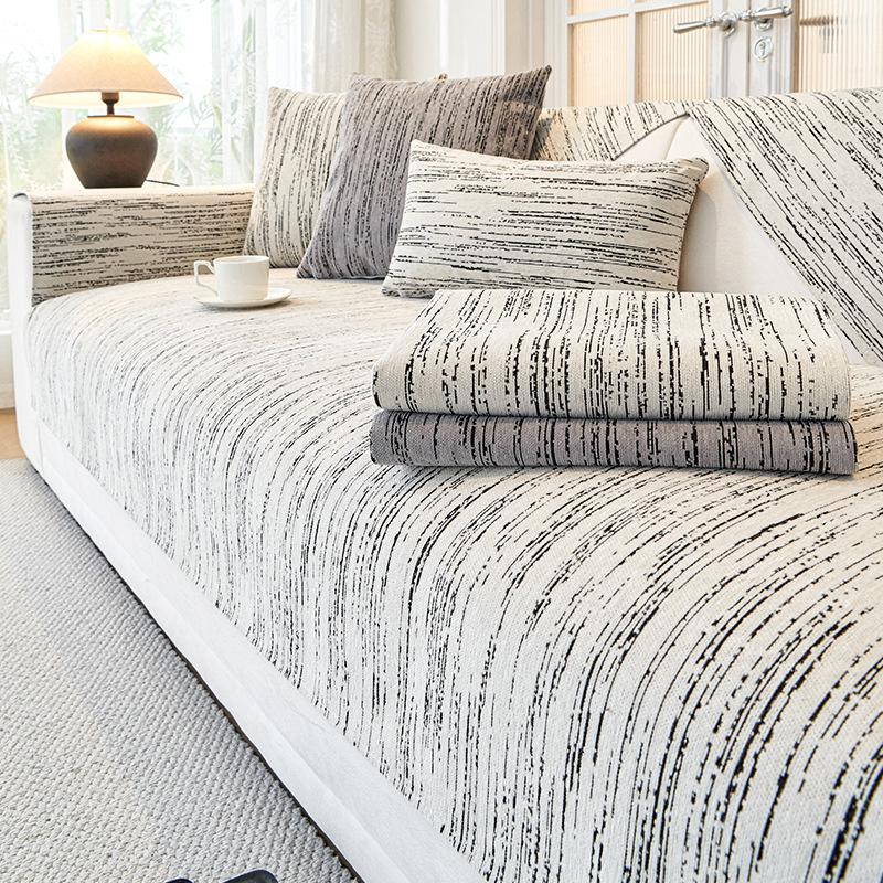 Chenille Sofa Cushion Four Seasons Universal Non-Slip Sofa Cover Living Room Straight Row Sofa Cover Cloth Anti-Scratching Backrest Towel