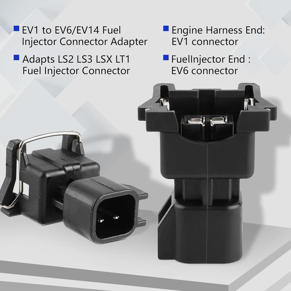 Fuel Injector Connector Adapters EV1 To EV6 Wire Wiring Harness | USCAR LS2 LS3 LS7 LSX LS1 LS6 LT1 TPI LS Swap - 8pcs