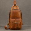 Crazy Horse Leather Breast Bag Men'S Summer And Autumn Leather Oblique Span Bag Cowhide Shoulder Bag Commuter Outdoor Leisure Backpack