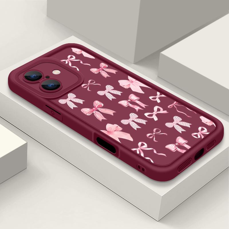 

Ударопрочный чехол для телефона с бантом для iPhone 16 Pro Max 15 14 Pro 13 12 11 XS XR 8 7, защита линз, мягкий силиконовый бампер из ТПУ iPhone 7 / 8