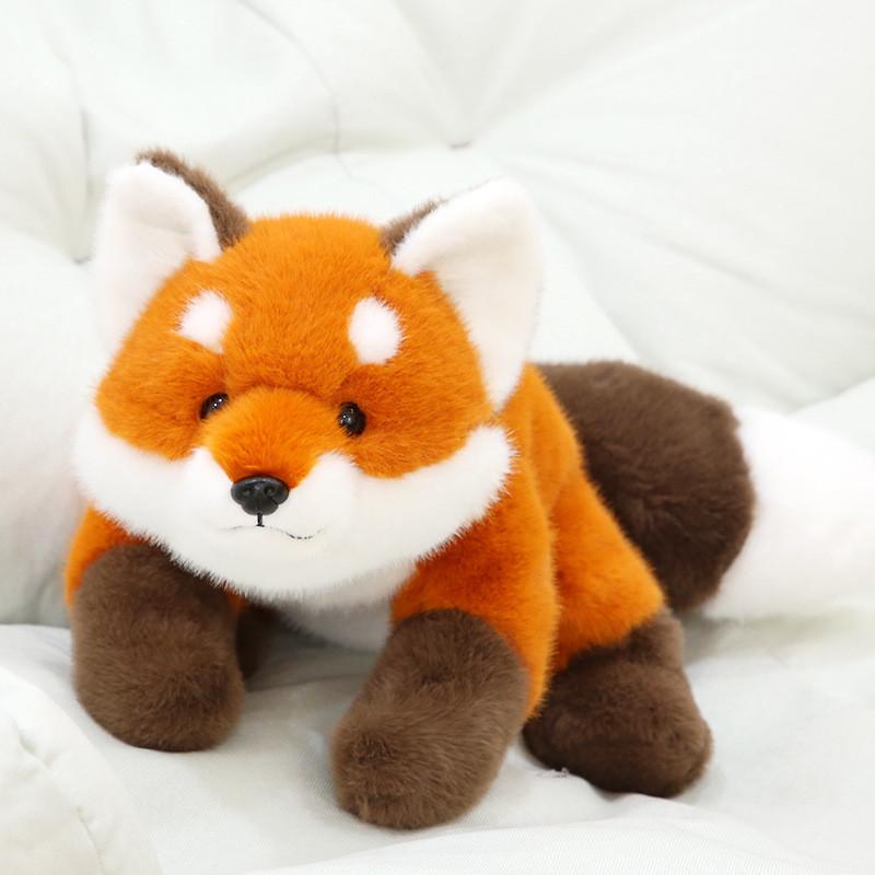 Plush Fox Animal Toy With Prone Posture Design For Girls Gift And Bed Decor