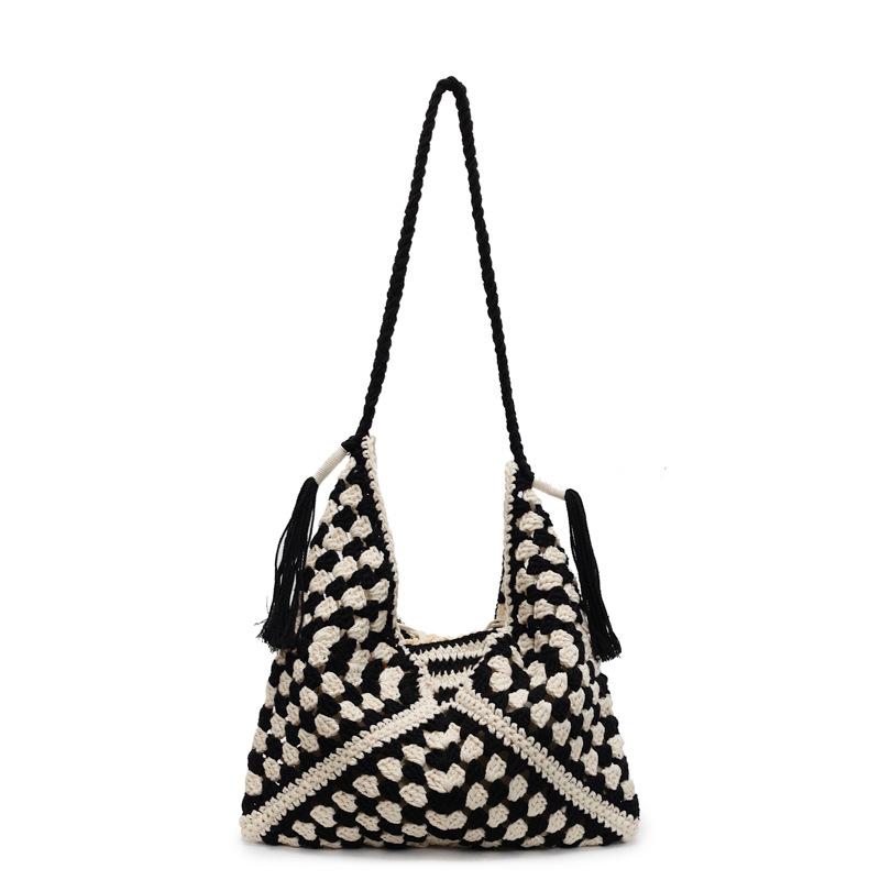 Large capacity woven bag women's 2025 new summer seaside vacation straw bag versatile commuter shoulder tote bag