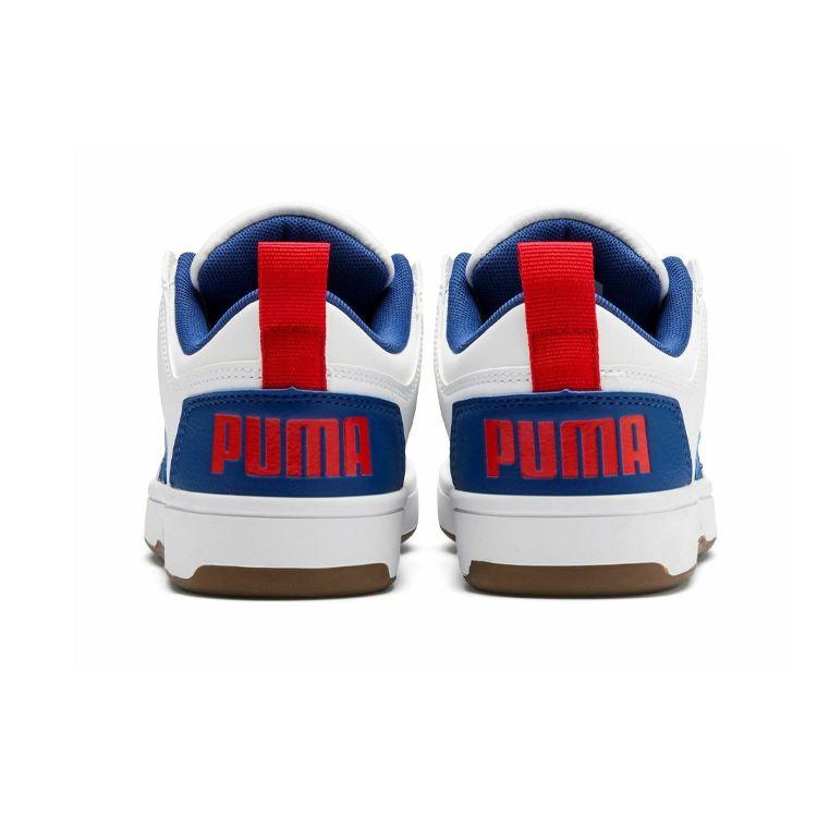 Puma Rebound Layup Lo Durable Low-Top Basketball Shoes Kids sneaker White Blue 370490-05