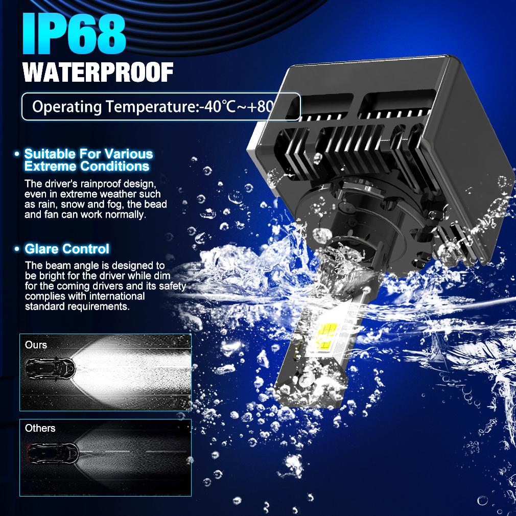 2 stk 40000Lm D3S LED-frontlyspærer D1S D2S D4S D5S D8S D1R D2R D3R D4R D8R D5R Turbo LED CSP Doble kobberrørlys For BMW Benz Volvo Frontlykt