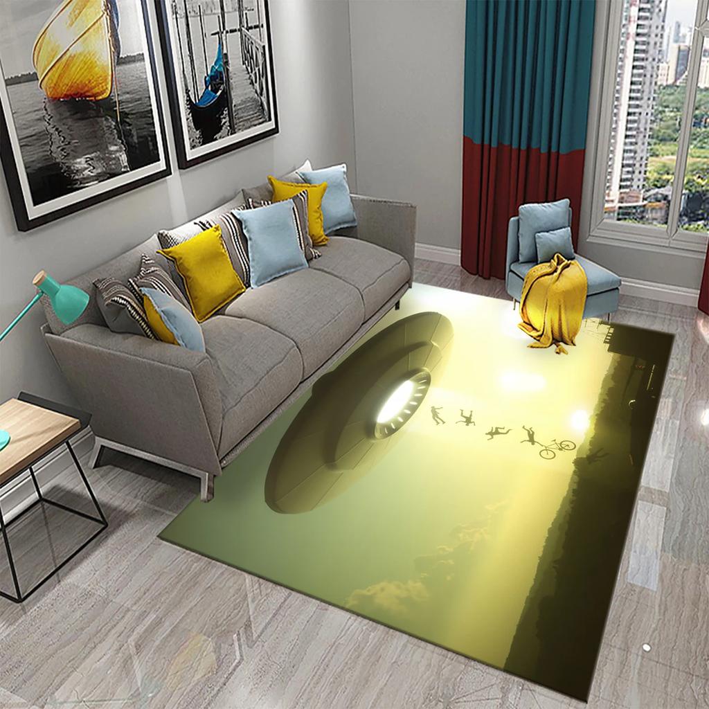 UFO Alien Carpet Mystery Science Fiction Theme Rugs for Bathroom Kitchen Floor Door Anti-Slip Mat Bedroom Entrance Decor Rugs