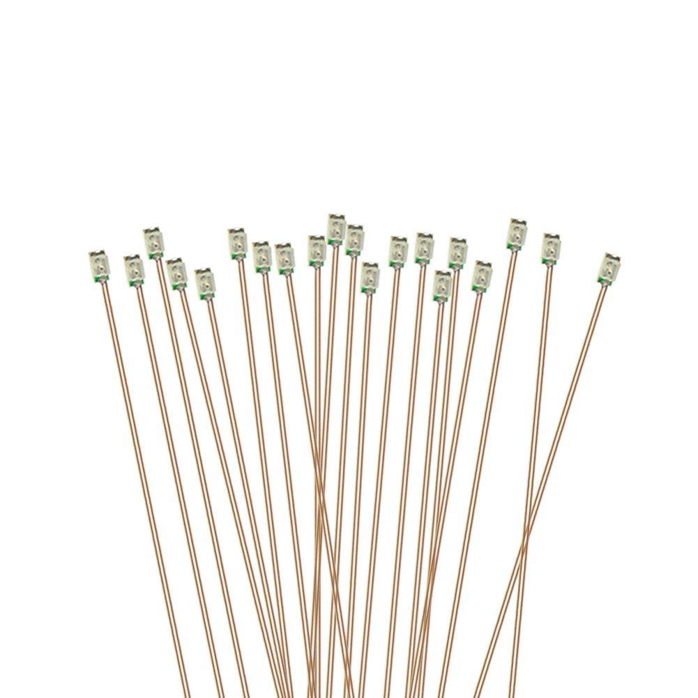Miniature SMD 0603 Chip with Copper for Model and Dioramas LEDs, Red, 20-Pack, 0.1mm Wire, Trains, Railways, Buildings,