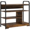Shoe Rack 4-Tier, Open Design, Metal Frame, Adjustable Feet, 70x30x65 Cm, Brown/Black