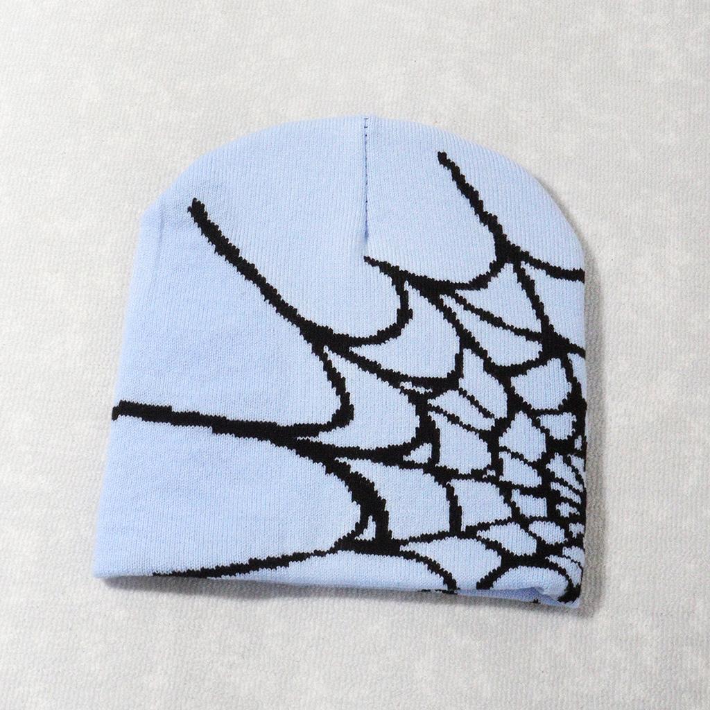 Hot-selling Y2K Spiderweb Knitted Hat European American Style Trendy Winter Beanie Jacquard Pattern 48-50cm Head Circumference
