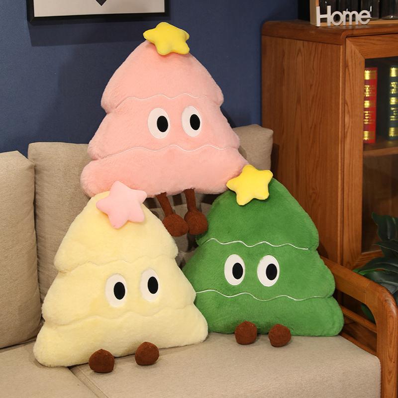 Cartoon High Quality with Expression Christmas Tree Plush Doll Pillow Holiday Decor for Boys and Girls Christmas Gifts
