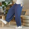 Men's Plus Size Loose Wide-Leg Cotton Linen Bloomers - Spring/Summer Collection.