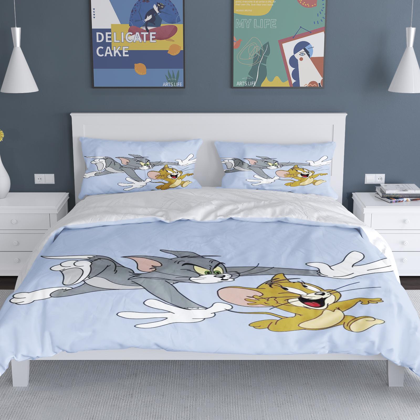 

Duvet Cover Cats Set for Childern Home Boys Girls Cartoon Co-branded Jerry Mouse Modern 2 Piece Bedding Sets 135x200cm&set