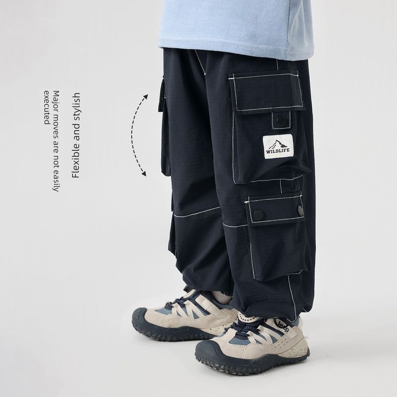 Boys' Outdoor Style Multi-Pocket Cargo Pants, 2026 New Spring and Autumn Collection for Children and Toddlers