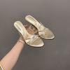 In the Summer of 2025, the New Stiletto High-heeled Sandals Are Worn with Pointed Open-toed French Fashion One-word Stiletto Slippers.