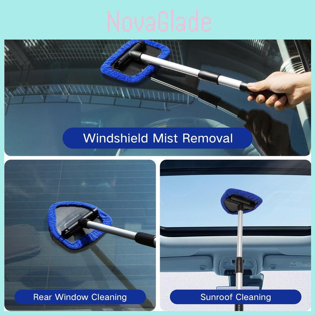 Car Windshield Cleaning Brush With Extendable Handle And Microfiber Cloth For Streakfree Glass Cleaning