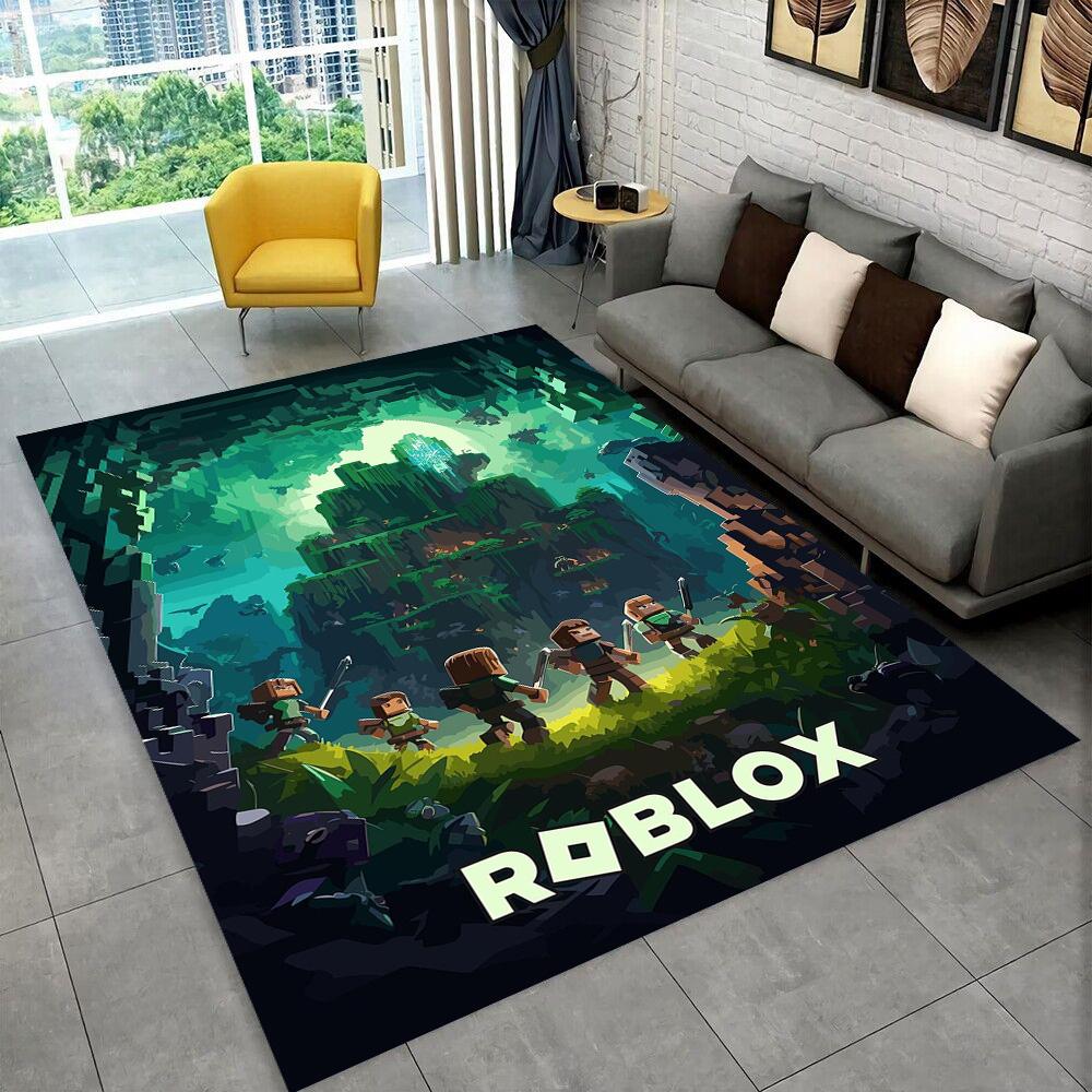 3D Cartoon R-Robloxs Spel Tapijt Vloerkleed voor Speelkamer Slaapkamer Woonkamer Bank Huis Deurmat Decoratie, Vloerkleed Antislip Vloermat Cadeau