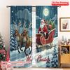 2pcs 2D Flat Printing Christmas Party Curtain Santa Claus Sleigh Reindeer Snow Christmas Fabric Without Electricity Birthday