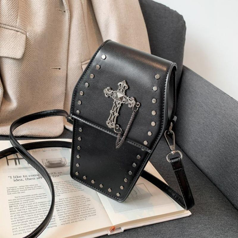 Women's bag autumn and winter new rivet small square bag retro gothic vertical mobile phone bag women's messenger bag