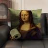 Copricuscino Mona Lisa con Perle Ragazza Lino Naturale Tessuto Biologico Stampa Double-Sided Divano Decorazione Casa Federa Regalo