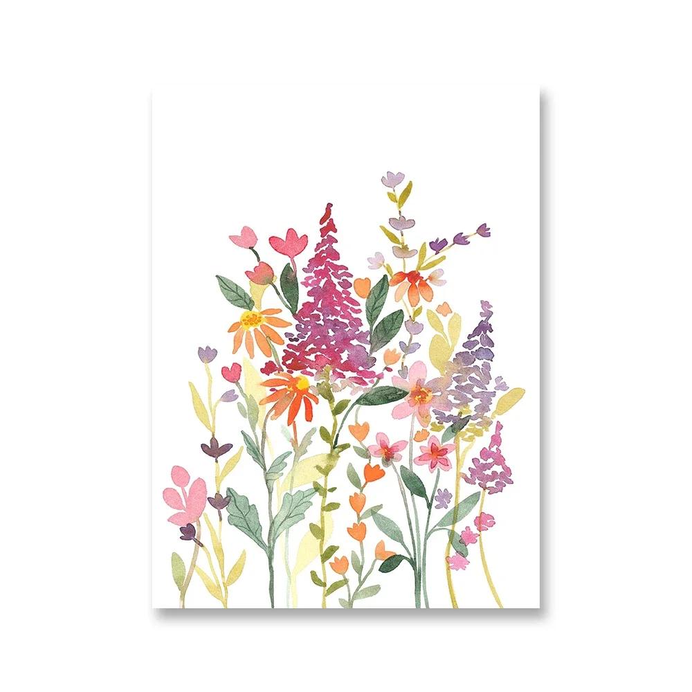 Watercolor Wildflower Flower Poster Colorful Floral Prints Plant Wall Art Canvas Painting Wall Pictures for Living Room Decor