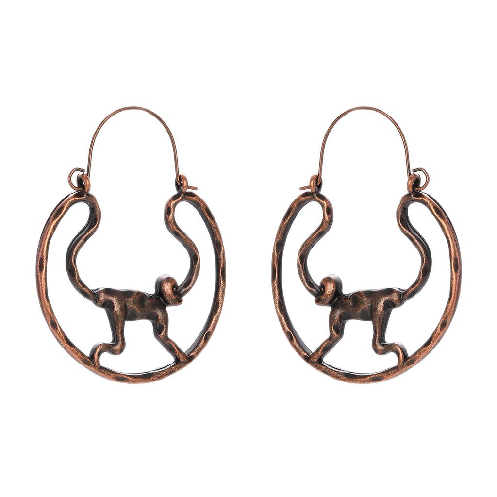 Antique Bronze Metal Earrings Vintage Geometric Round Triangle Dangle Pendientes Earrings Women's Ethnic Indian Jhumka Zircon