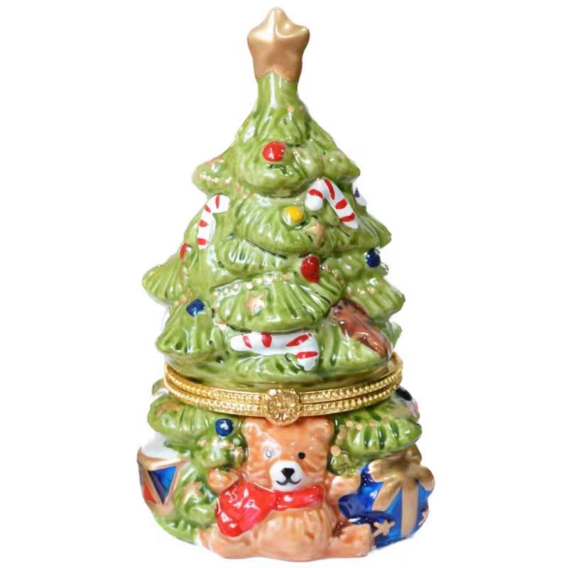 Ceramic Jewelry Box Christmas Tree Bear Scented Candle Home Decor Christmas Gift