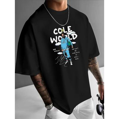 Men'S Summer T-Shirt with "Cole World" Graphic, Short Sleeve, Round Neck, Comfortable Fit, Casual Attire | Graphic Tee | Comfortable Fit Shirt