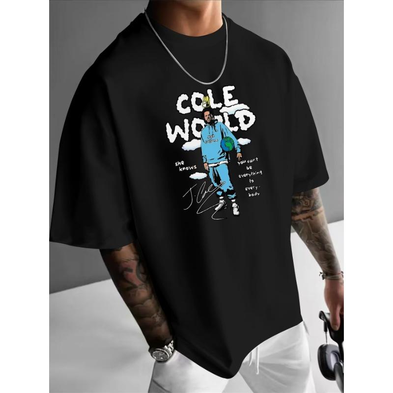 

Мужская летняя футболка с принтом Cole World , с коротким рукавом, с круглым вырезом, удобного кроя, повседневная одежда | Футболка с принтом | Удобная футболка S чёрный