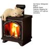 Sleeping Cat Fireplace Refrigerator Magnet, LED Light-up Fireplace Kitten Fridge Magnet, 3D Decorative Refrigerator Magnet for Home Kitchen Office